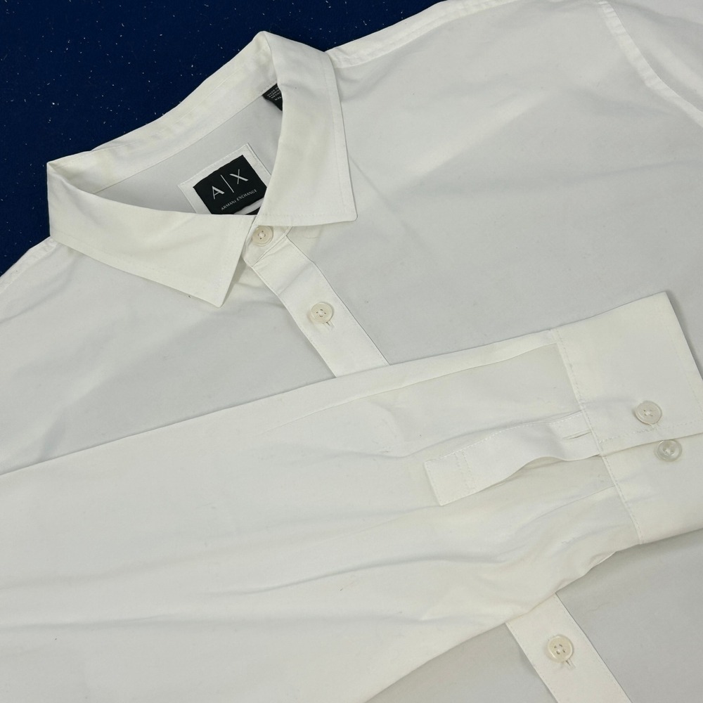 Armani Exchange A/X Shirt Men XXL‎ White Slim Fit Long Sleeve Button Up